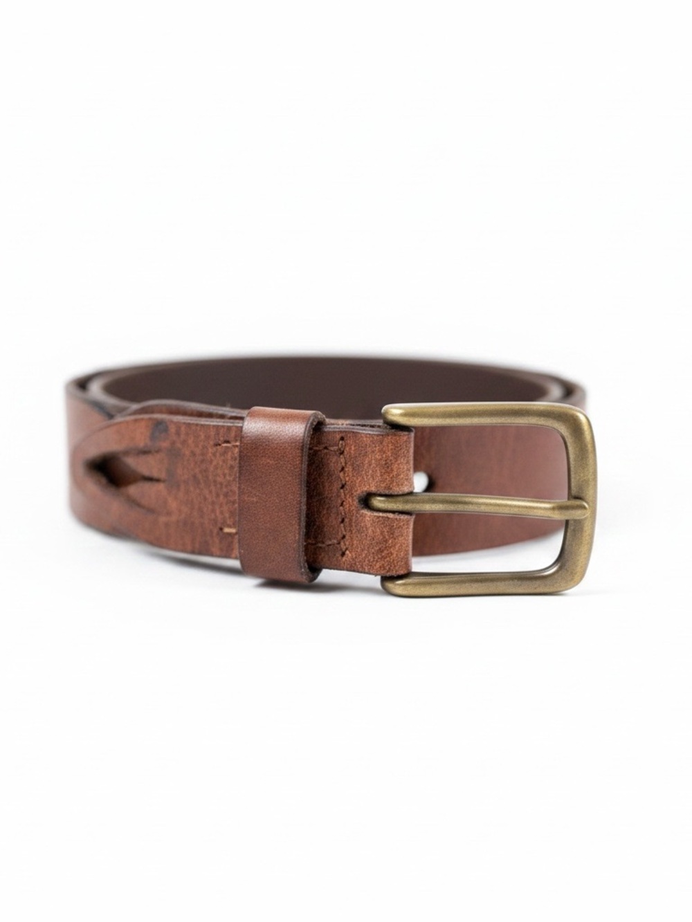 GAP Brown Leather Belt with Antiqued Brass Buckle